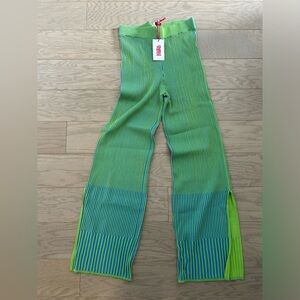 Brand new Solid & Striped high rise, wide leg pant. Green with Blue rib